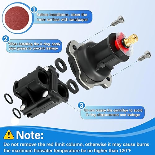 Miniatura 8 de GP76851 Tapa mezcladora y kit de unidad de equilibrio de presión GP500520, compatible con Kohler GP77759, pieza GP876851, kit de reparación de