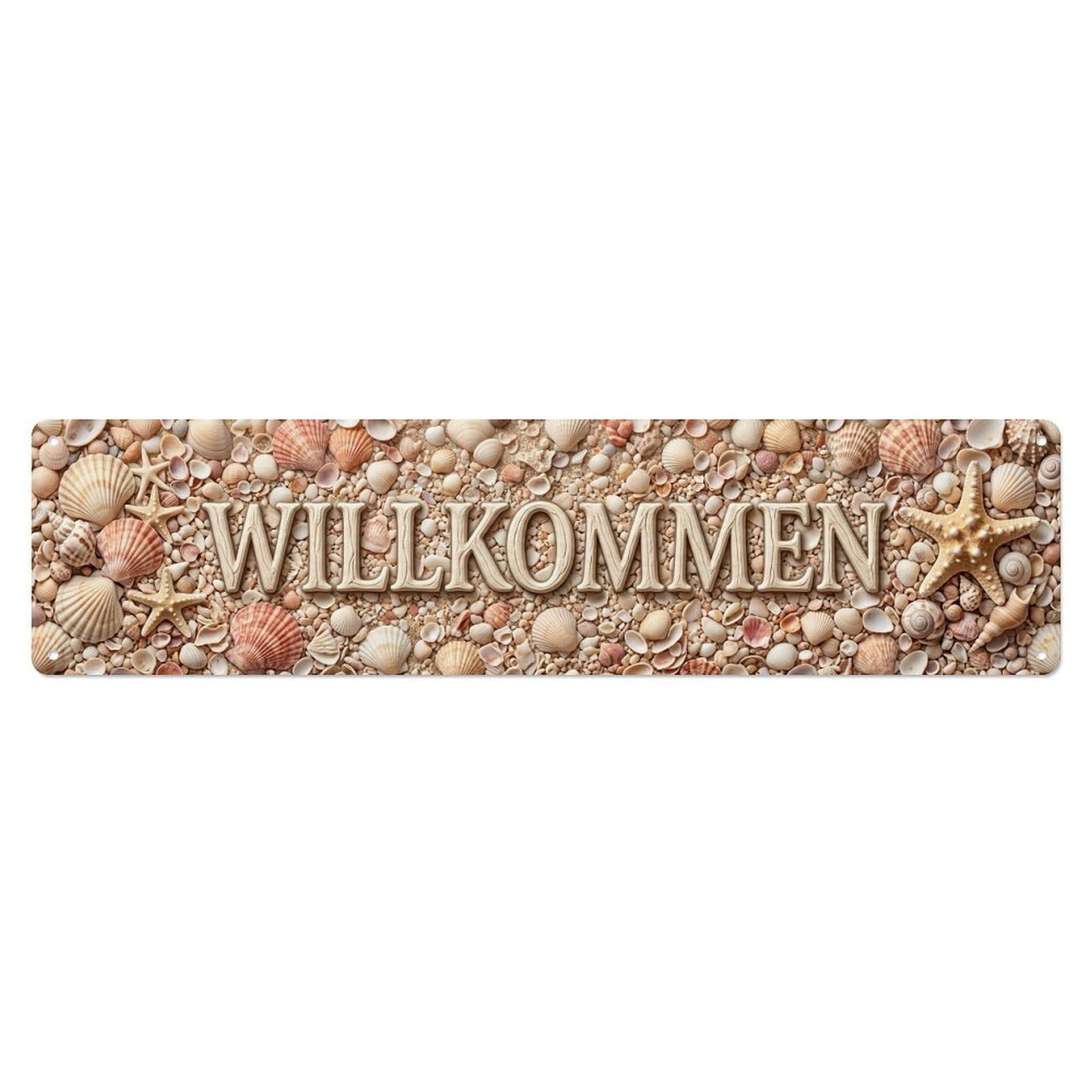 Seashell Beach Coastal Welcome Metal Tin Sign