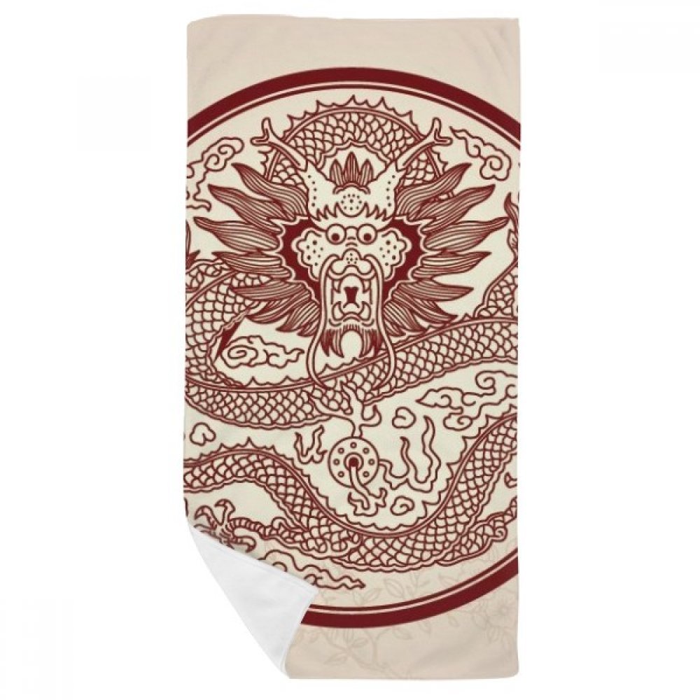 Serviette de bain dragon chinois de haute qualité avec imprimé animal artistique durable