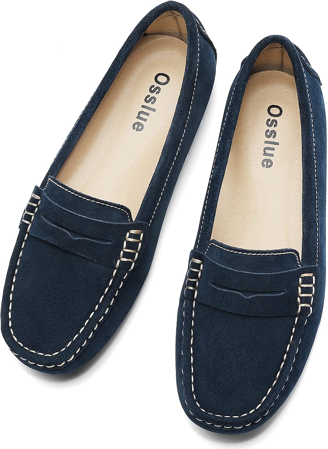 Osslue Women's Suede Leather Casual Penny Loafers Retro Ladies Moccasins Driving Mocs Comfort Slip-On Fashion Boat Shoes Classic Flats - Image 6