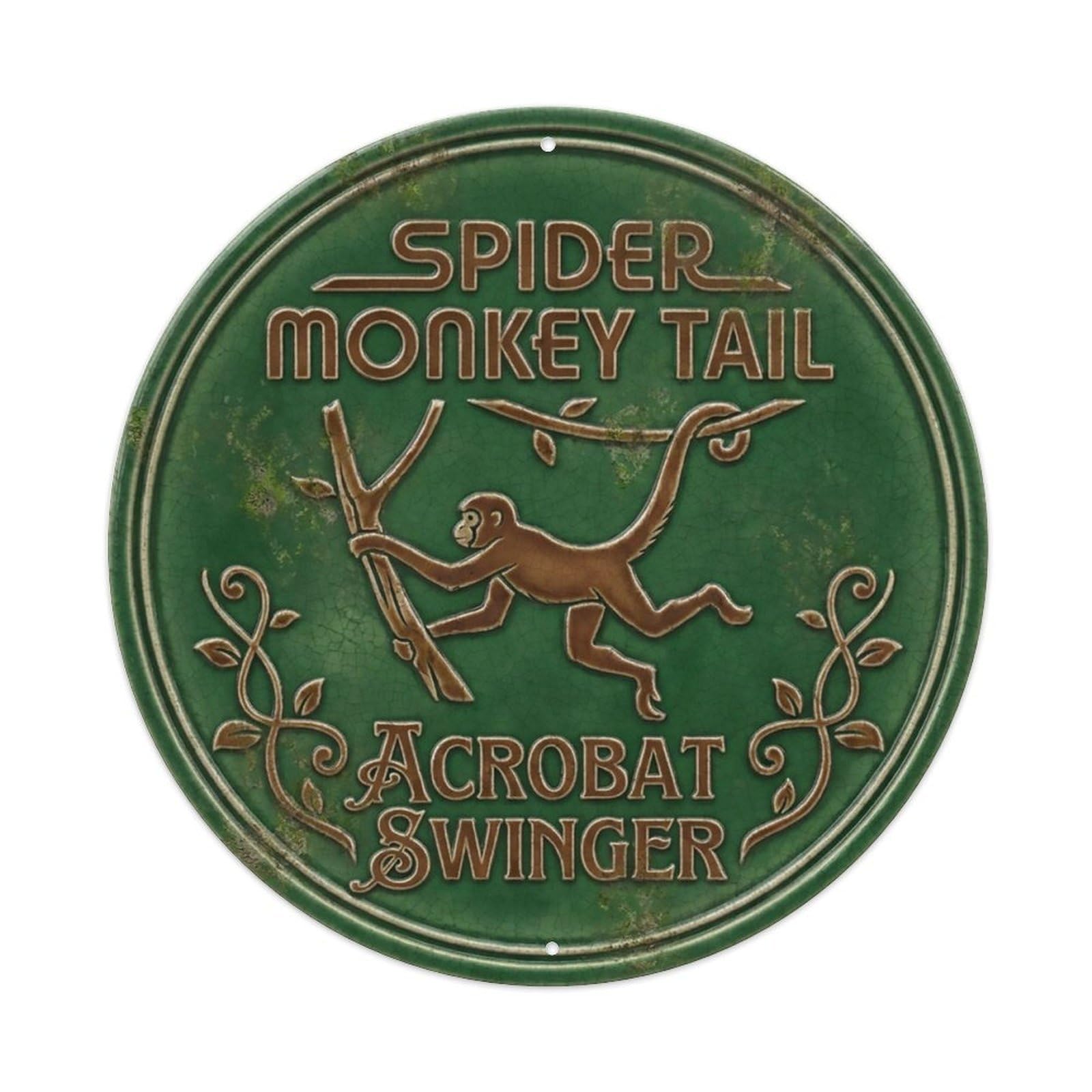 Cxhjca 8X8inch(20X20cm) Spider Monkey Tail Acrobat Swinger Metal Tin Sign