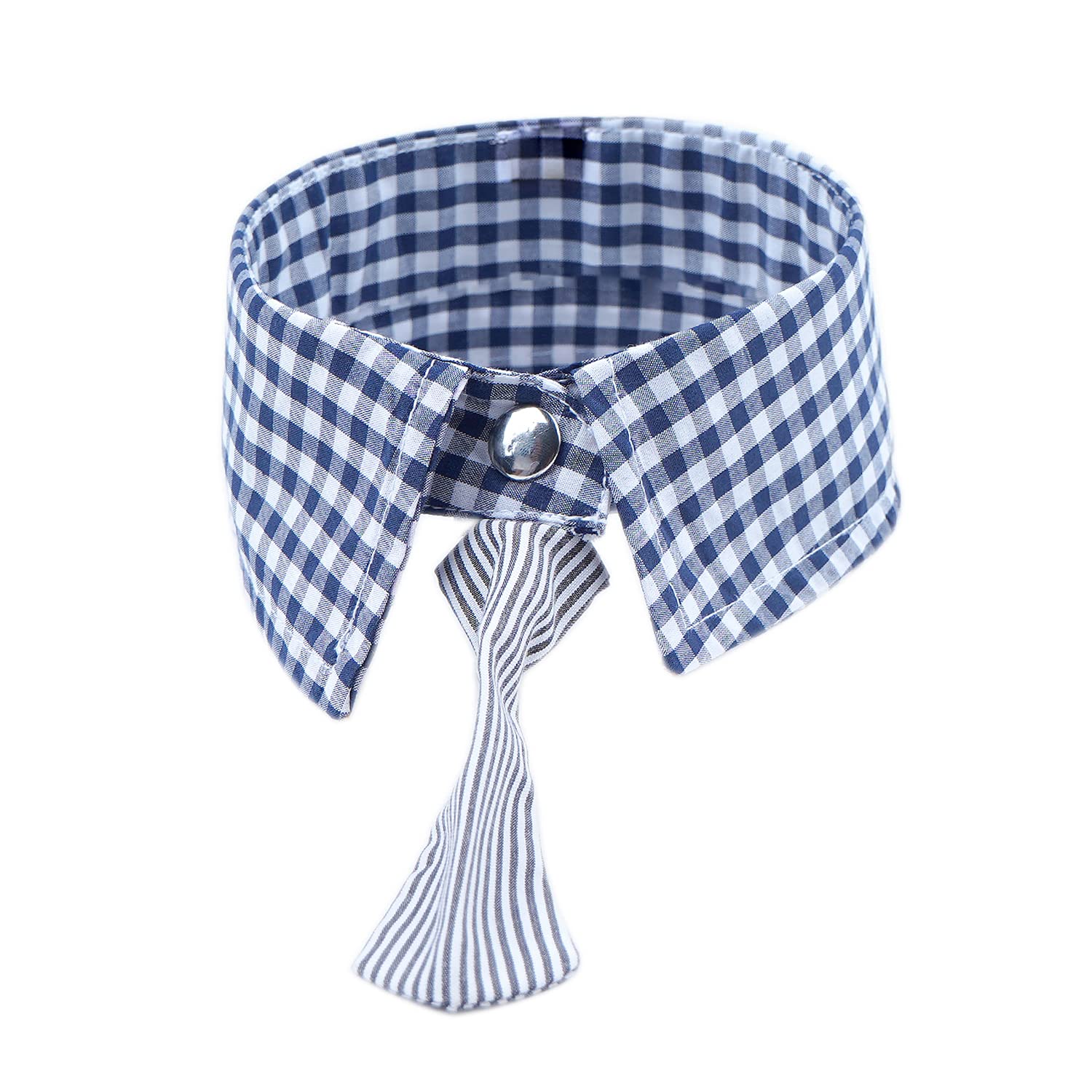 Emily Pets Dog Cotton Collar with Bow Tie-Fully Adjustable for Any Size Pet Large to Small andana Dog Collar and Neck Tie Stripped Designs Adjustable Black Collar Formal Tux Neckerchief(M,Blue-White) (B09FT8D22Y) Amazon Price History, Amazon Price Tracker