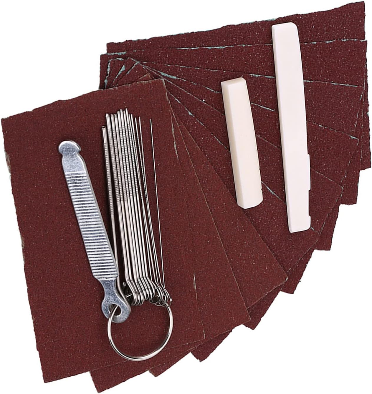 Guitar Bone Bridge Saddle Guitar Bridge Saddle Nut Files Set Guitar Bridge Saddle and Nut Set Kit Guitar Nuts Sand Paper Files DIY Acoustic Guitar Maintenance Tool