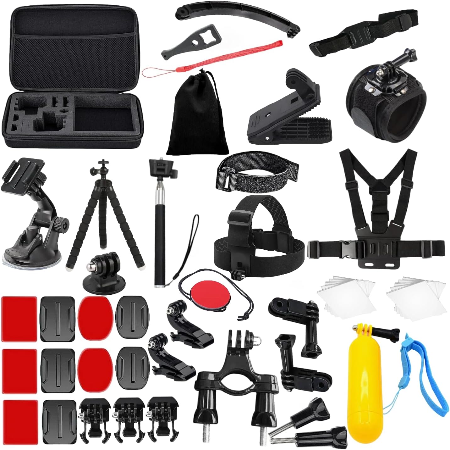 50-in-1 Action Camera Accessory Kit Compatible with GoPro Hero 12 11 10 9 8 Max 7 6 5 Black GoPro 2018 Session Fusion Silver White Insta360 DJI Action 2 AKASO APEMAN Campark SJCAM etc