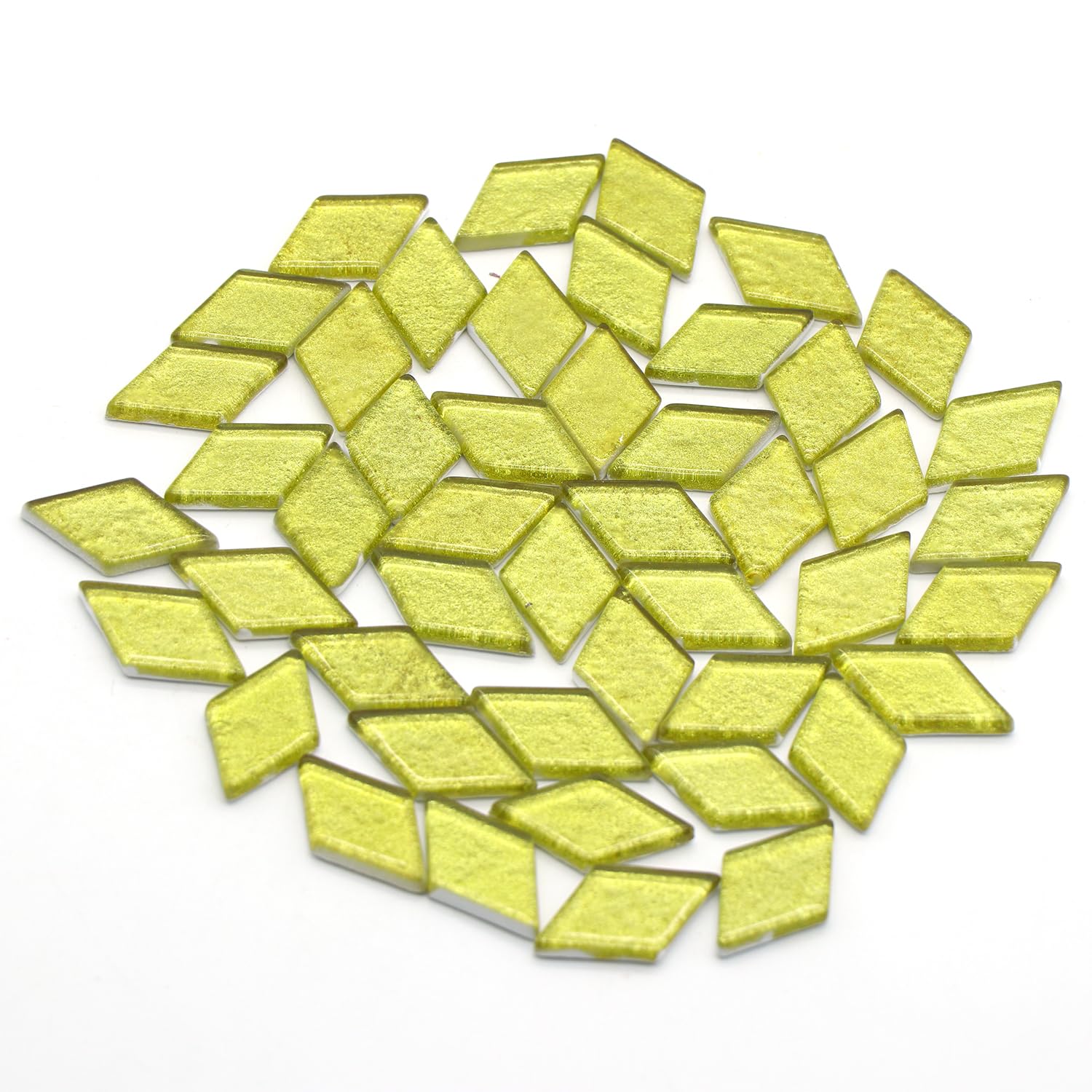 Sweven Art Mosaic Tiles, 25x40mm Size, 4mm Thick, Diamond Shape,Glitter Yellow Color (Pack of 200Gms)-image-26