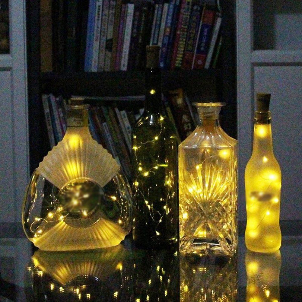 Bluelans® Pack of 4 Led Bottle Cork Lights, 79in/2m Copper Wire String Lights with 20 Warm White Led Bulbs for Bottle DIY Decor, Outdoor BBQ, Gathering, Party, Wedding, Holiday (Warm White, 2M/20LED)