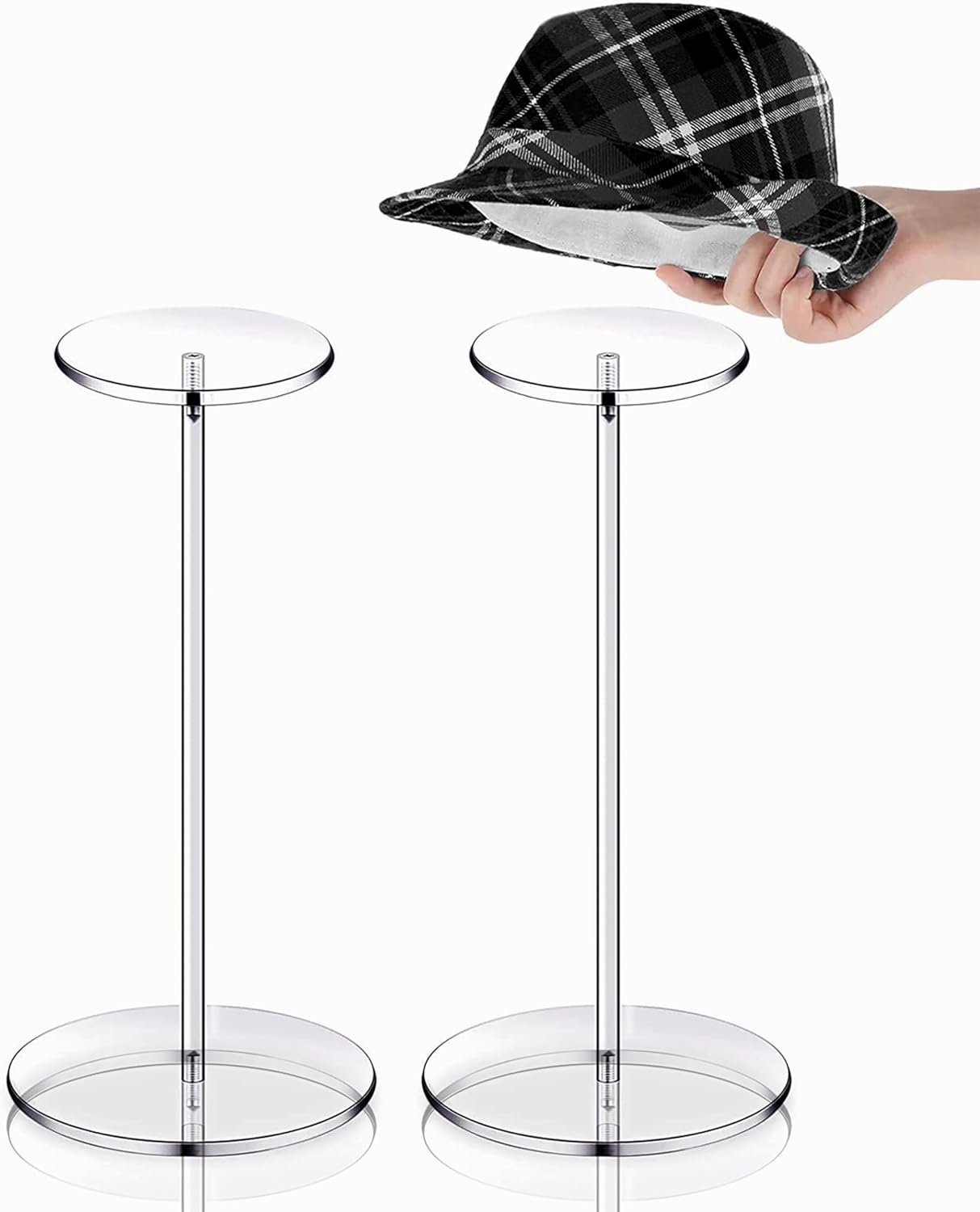 DIFENLUN 2 sets of acrylic hat stand wig display stand (13.