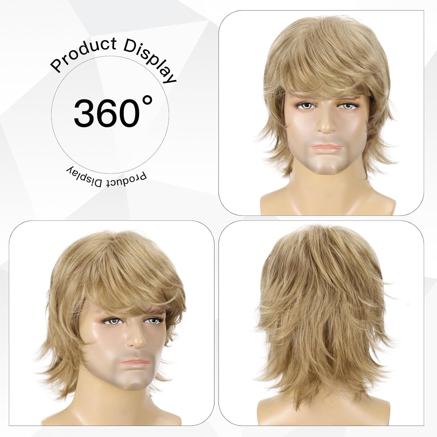 Mens Short Layered Wigs 80s Natural Men Wigs Fluffy Synthetic Heat Resistant Fiber 80s Men Costume Wigs for Halloween Cosplay Use - Image 2