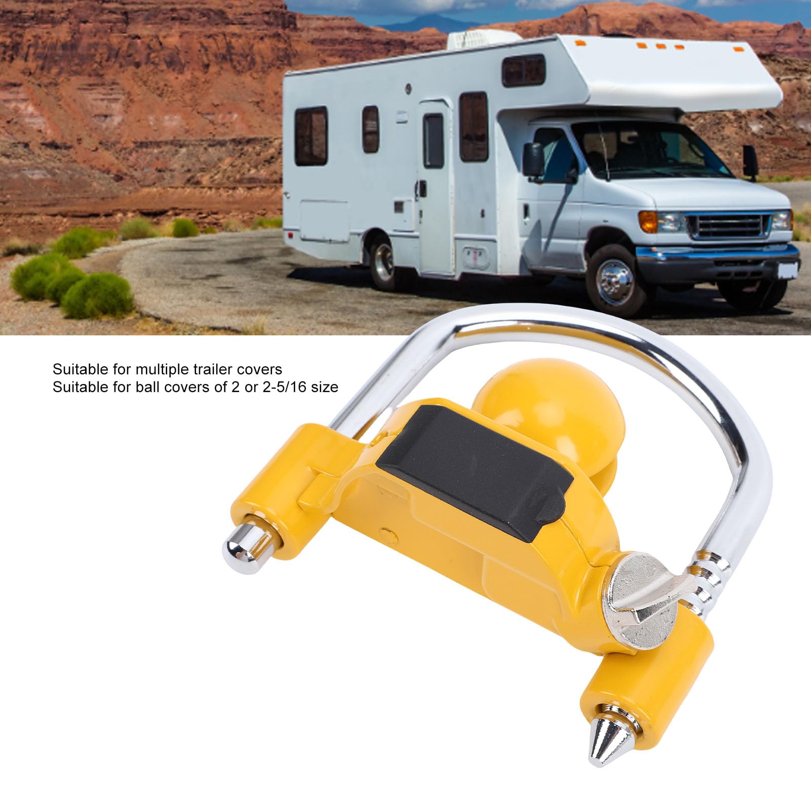 Verrou de coupleur universel antivol robuste pour attelage de remorque avec mot de passe à 4 chiffres pour attelage de remorque de camping-car, protection de sécurité jaune