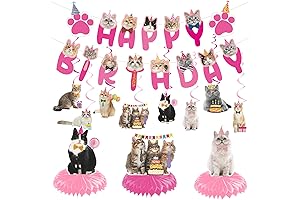 NOVBAUB Cat Birthday Party Hanging Swirls: 20 Adorable Pink Swirls for Festive Cat Celebrations