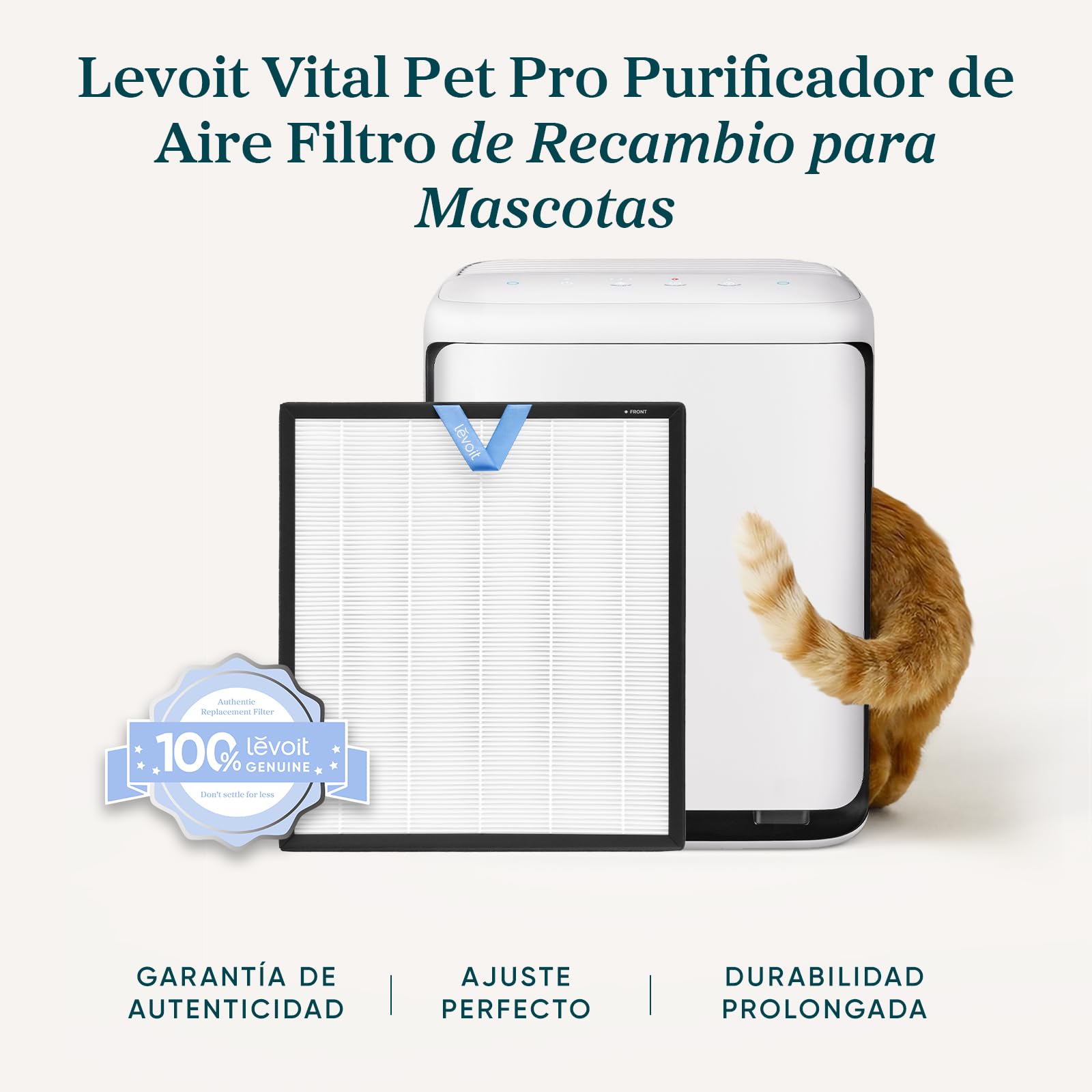 Levoit Vital Pet Pro Filtro de Recambio para Purificador de Aire, 1 Unidad | Filtro HEPA Original, Vital Pet Pro, Compatible con el Modo Sueño, Carbón Activo de Alta Eficiencia