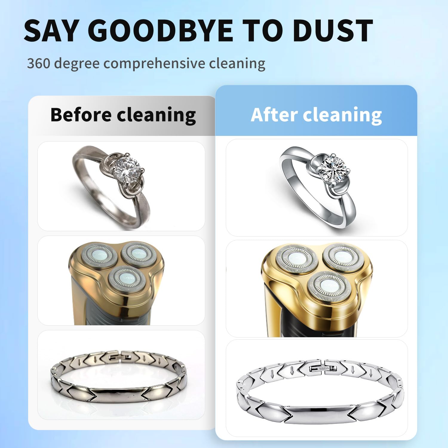 Ultrasonic Cleaner, 48KHz Professional Chargeable Ultrasonic Cleaner with Digital Timer, Jewelry Ultrasonic Machine for Eyeglasses, Watch, Ring, Dentures, Dental Retainer, Jewelry