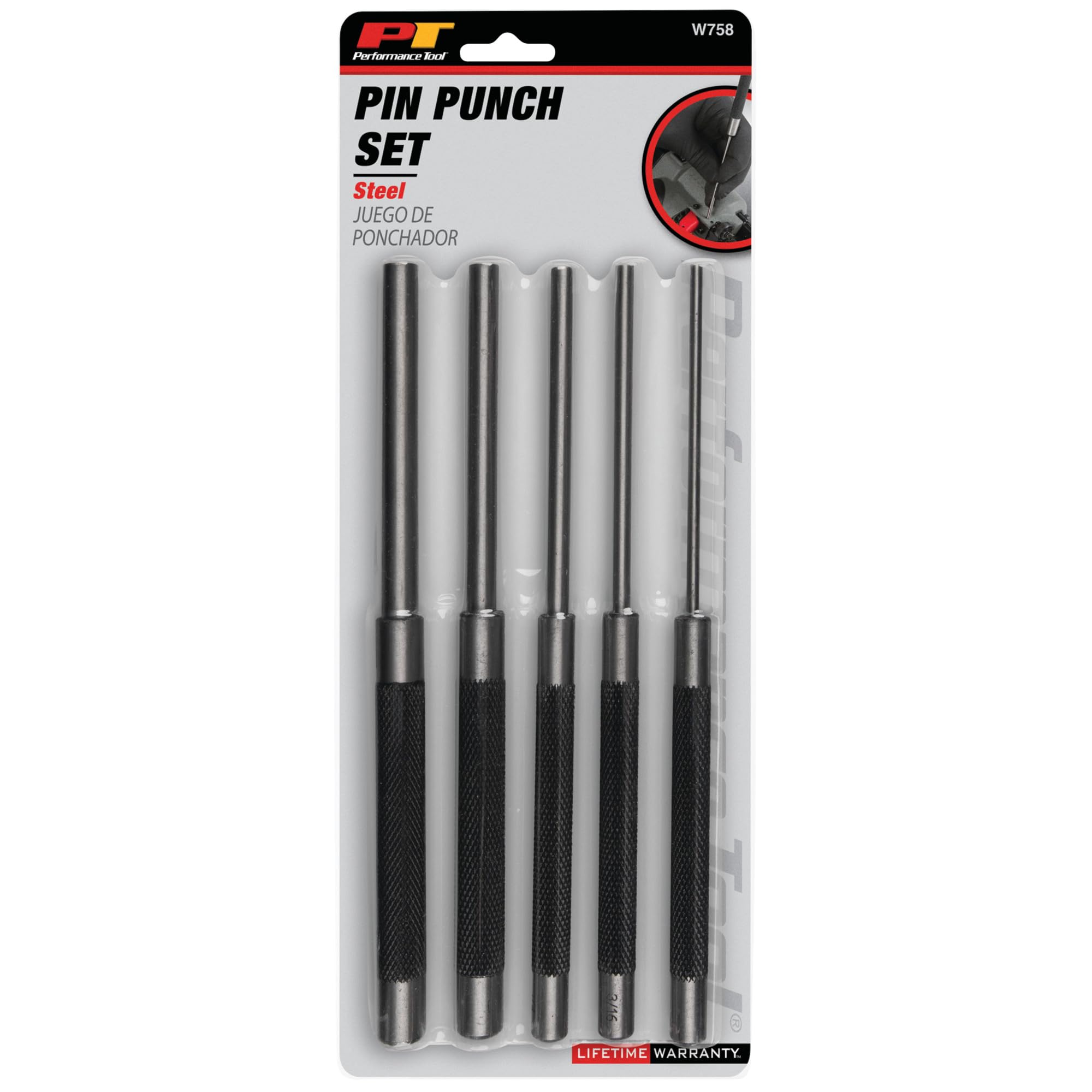 PERFORMANCE TOOL W758 - Set di 5 punzoni Lunghi 20,3 cm, 1 Confezione