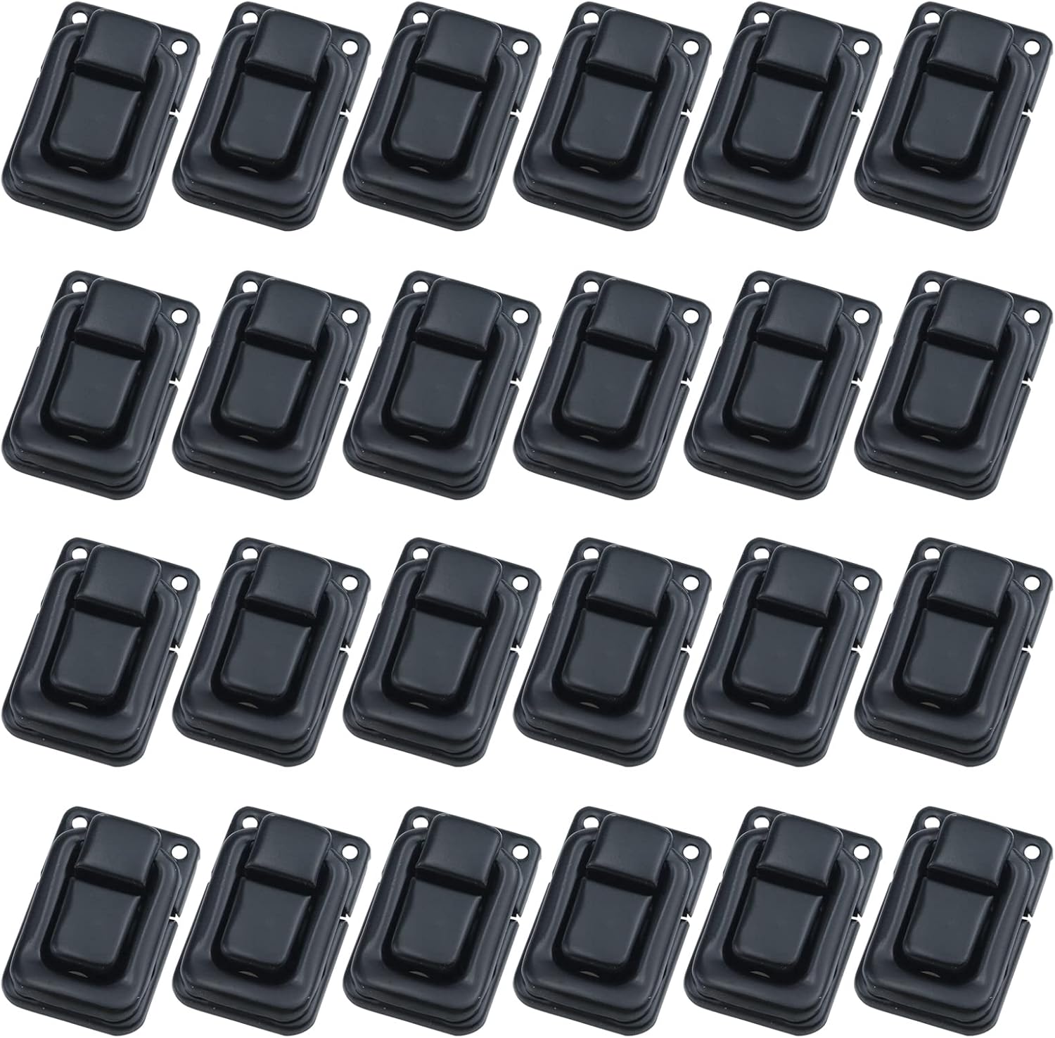 Antrader 24pcs Clasp Latch Lock Mini Hasp for Toolbox Gift Box Suitcase 1.5'' x 1'' x 0.35'' with Screws (Black)