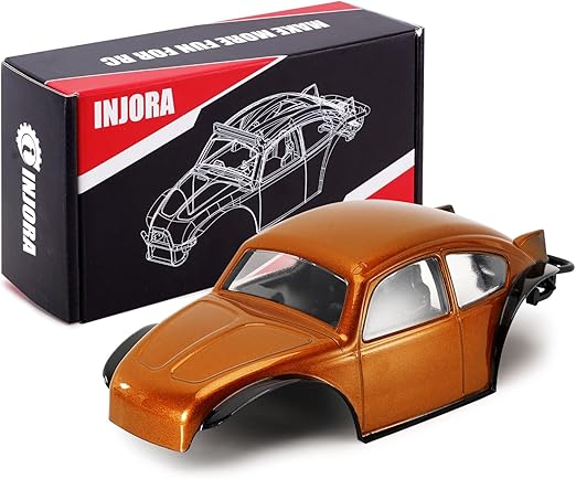INJORA BUG24 Body with Roll Cage for 1/24 Axial SCX24 C10 JLU Bronco Base Camp Upgrade(Orange)