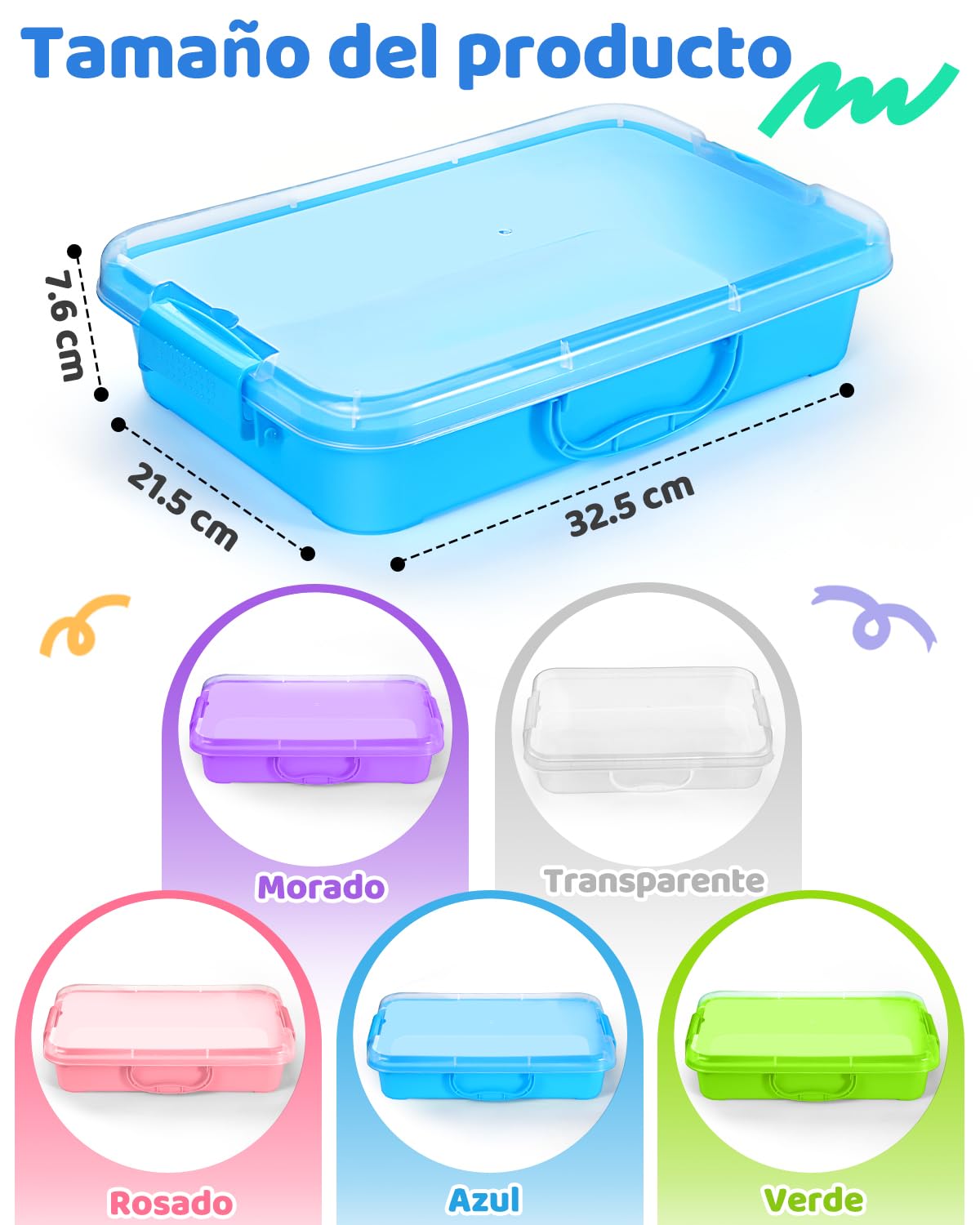 sikmcle Paquete de 2 bandejas de arena sensoriales con tapa y asa, contenedor de caja de arena sensorial portátil para niños, bandeja de actividades de plástico para niños pequeños, transparente
