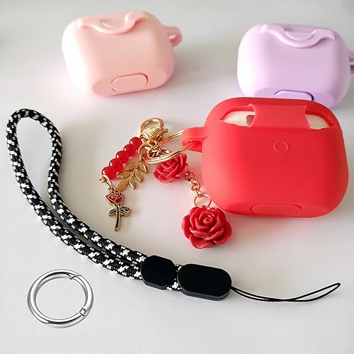 Miniatura 7 de Funda de bloqueo seguro para Airpods 3 con bonito cordón de llavero de flores, funda protectora de silicona para Airpods de 3 generación, para