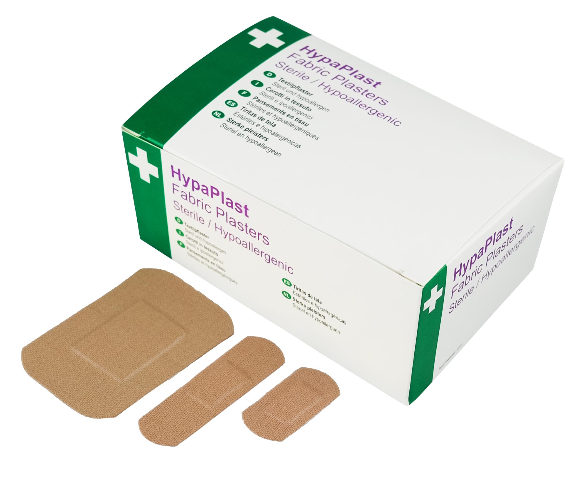 HypaPlast Heavy Duty Fabric Plasters, Assorted (Pack of 100) Sterile Hypoallergenic