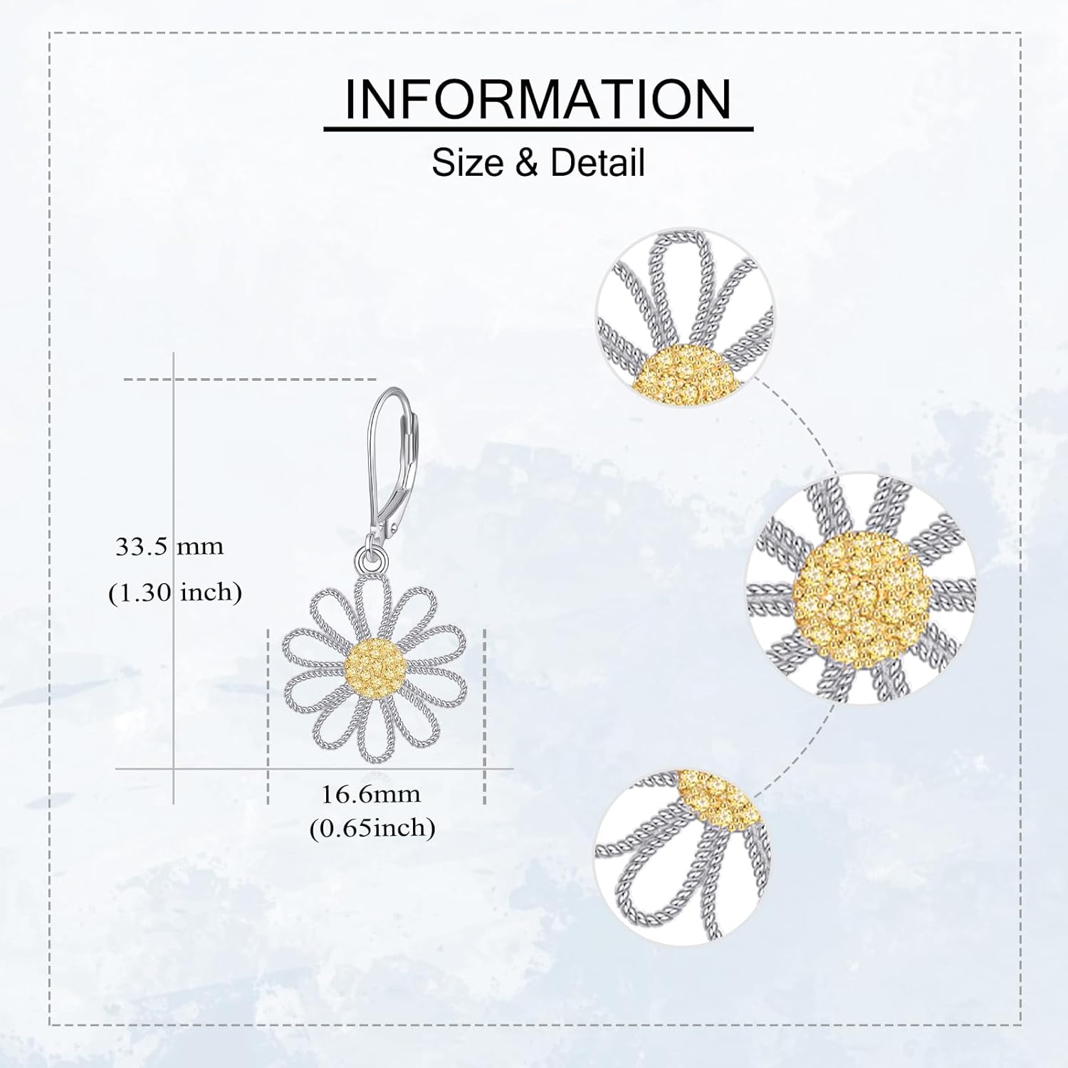 Daisy Earrings 925 Sterling Silver Dangle Earrings for Women Flower Earrings Gifts - Image 3
