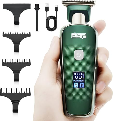 DSP Mini Hair Trimmer for Men Electric Balding Clippers Zero Gapped Mustache Trimmer with 1-3mm Limit Combs, USB Type-C (Green)