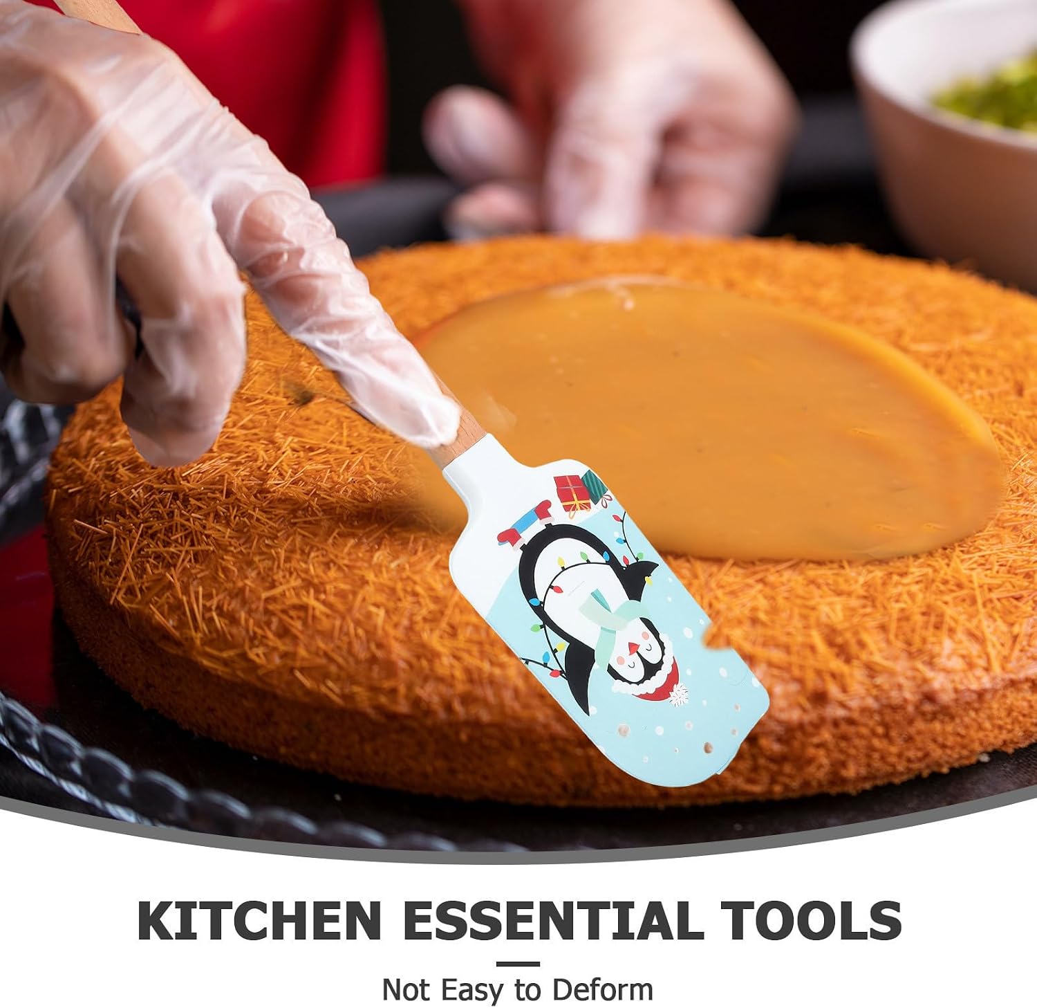 5pcs Silicone Cake Spatula Xmas with Wooden Handle for Kitchen Use