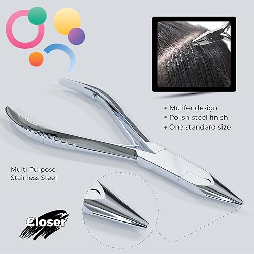 Vista 10 de Suvorna Alicates de extensión de cabello Microlinks y herramienta de extensión de cabello para micro enlace, micro anillo, extensión de plumas, kit