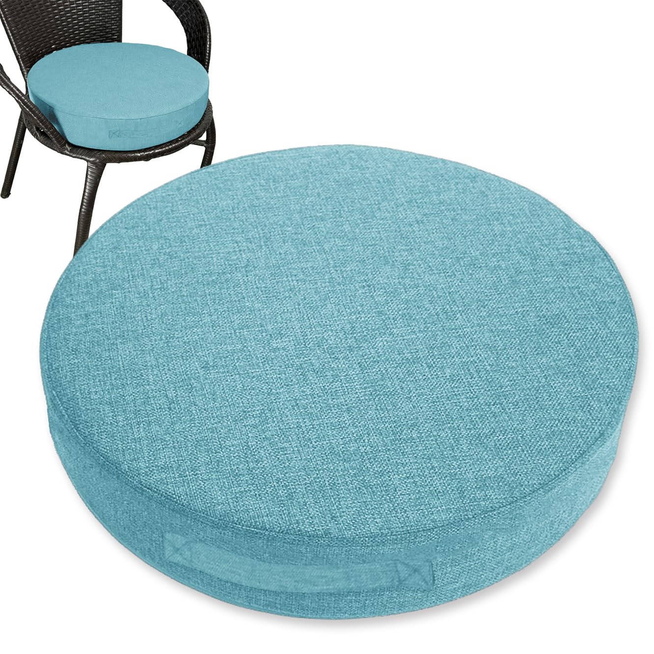 Rr tianshi Thick Seat Cushion Large Recliner Cushions for Elderly with Handle,Non Slip Square Foam Chair Pads for Couch Armchair Chairs or As Floor Pillow (Blue,45x45x5cm)
