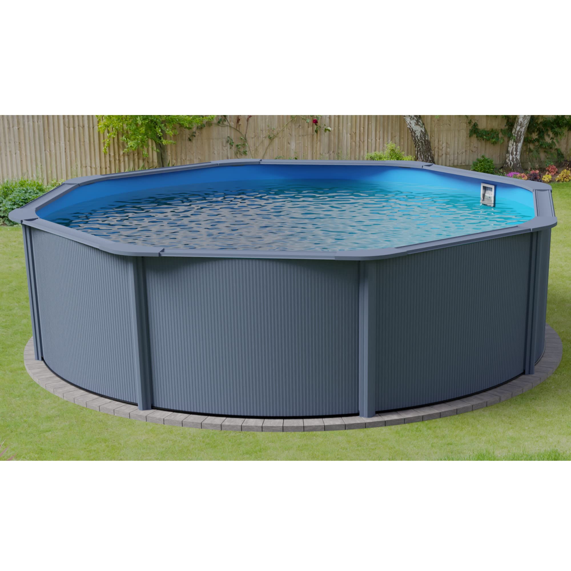 Planet Pool Stahlwandpool rund Classic 360x120 cm, Stahl 0,4 mm anthrazit, Folie 0,3 mm blau, Overlap