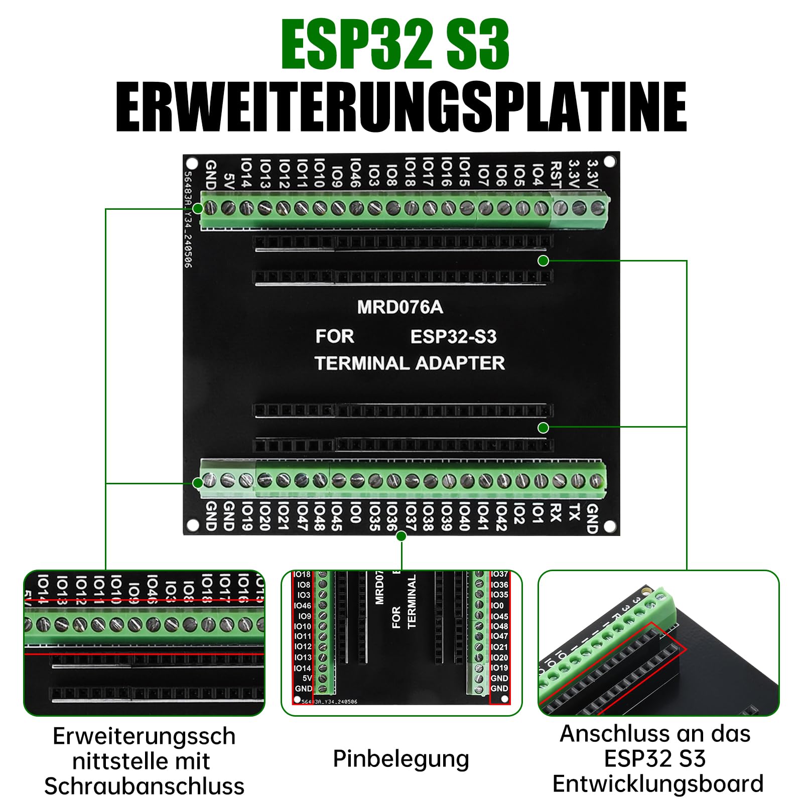 Heemol 2 sztuki do ESP32 S3 GPIO Breakout Board do ESP32 S3 N8R2/N16R8, płyta rozszerzająca 44PIN do rozwoju IoT