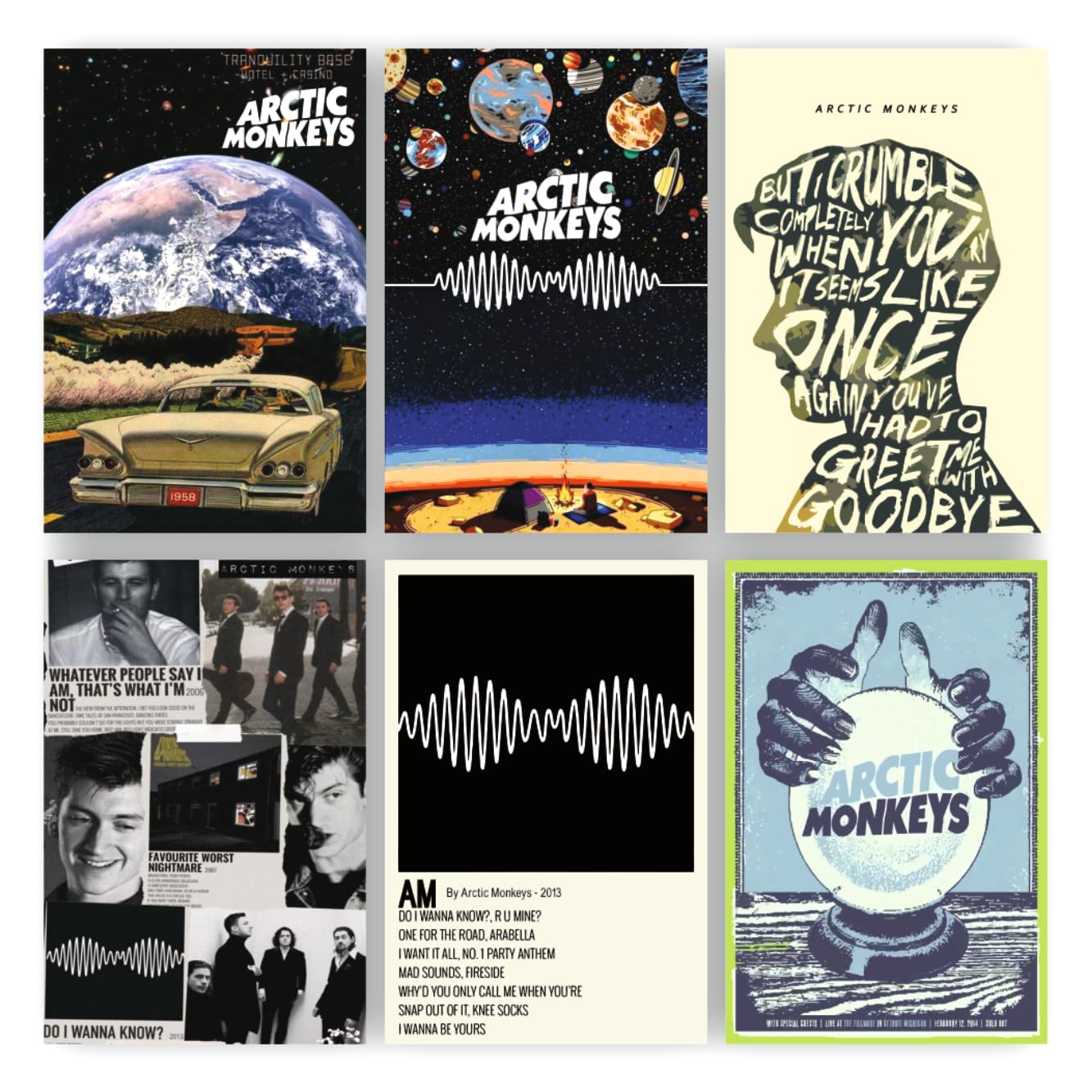 POSTER WALLAH Arctic Monkey Poster for Home Office and Student Room Wall | Aesthetic Poster | Wall Decor (12x8 Inch) Set of 6 Pieces