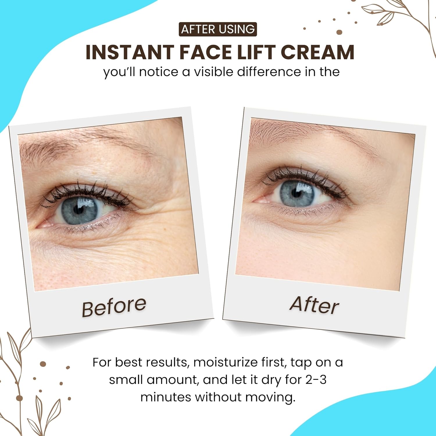 Instantly Ageless - Instant Face Lift Cream - Skin Care Anti Aging Face Cream - Wrinkle Tightener - Eye Cream For Puffiness and Bags Under Eyes - Facelift in a Box of 25 Vials with Makeup Brush