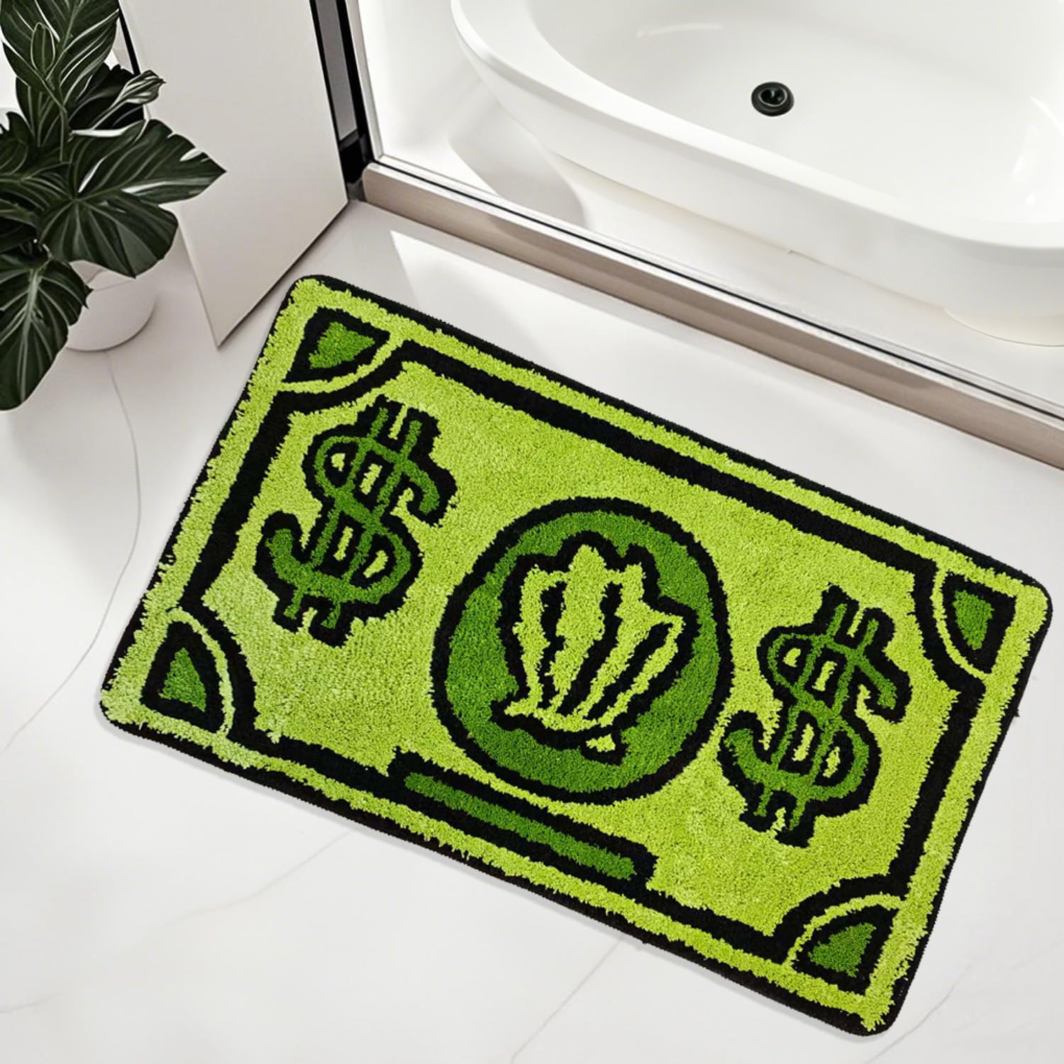 Cartoon Money Rug for Bedroom 16x28 Inch Cool Rugs Non - Slip Machine Washable Soft Shag Bathroom Mat