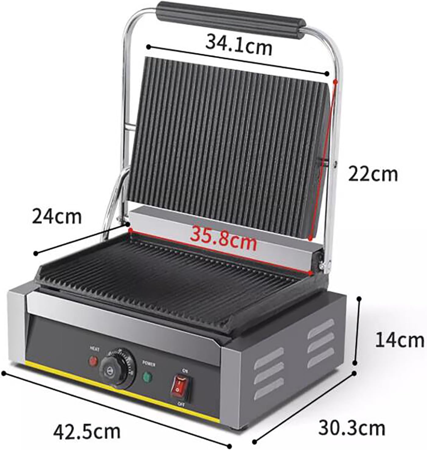 Panini Press Sandwich Maker 2200W Commercial Electric Grilled Sandwich Toaster Maker Non-Stick Bakeware Sandwich Panini Grill Press Machine for Home Breakfast Panini Steak