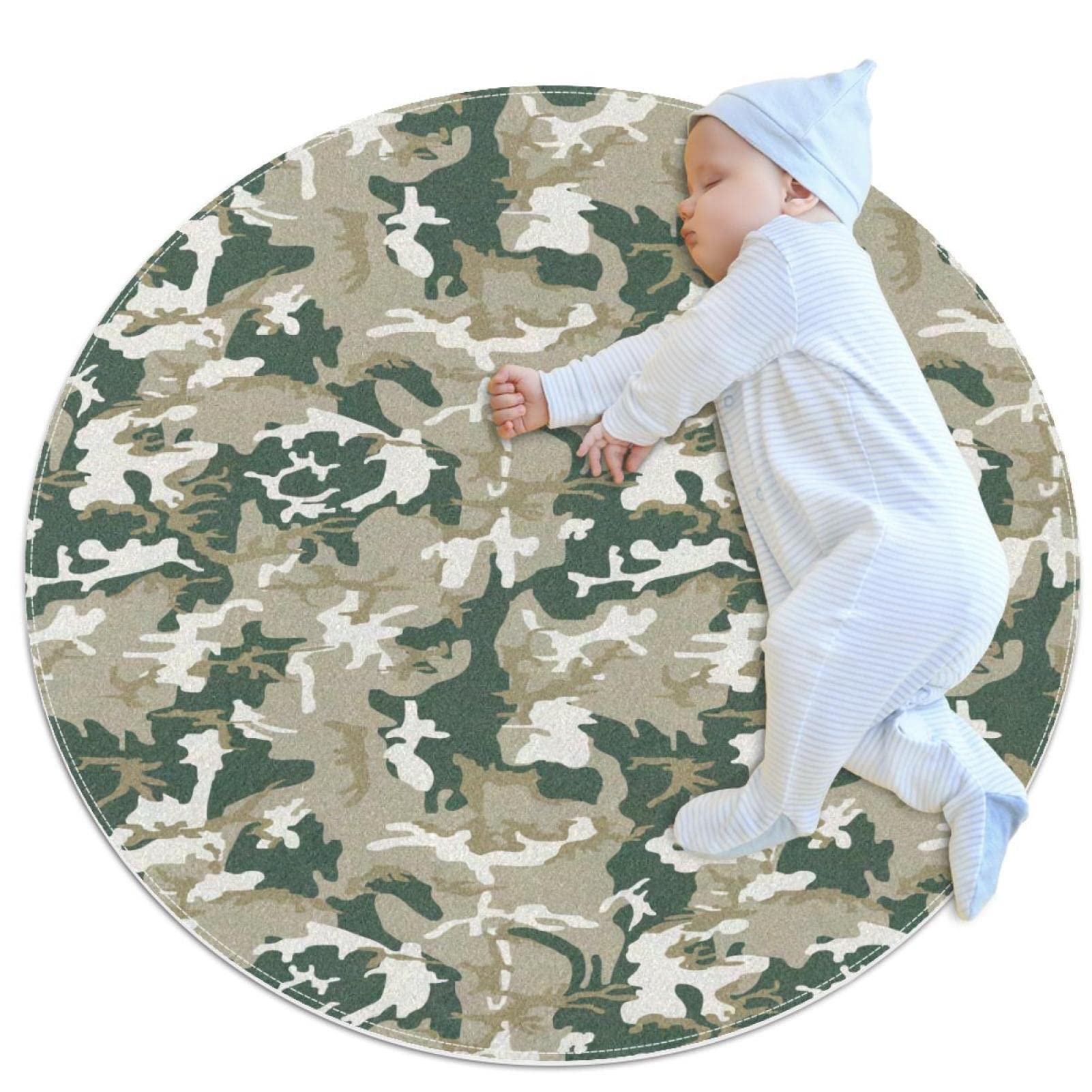Tapis rond enfant JDEZ pour créer un coin lecture camouflage