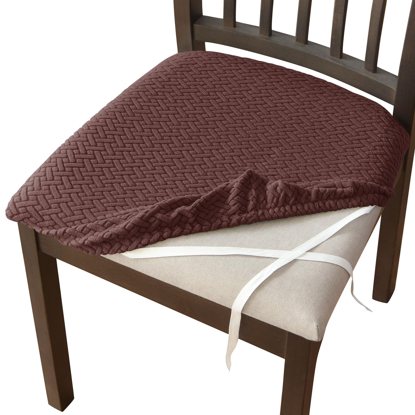 Lot de 6 housses de chaise extensibles marron de qualité premium pour cuisine et banquet