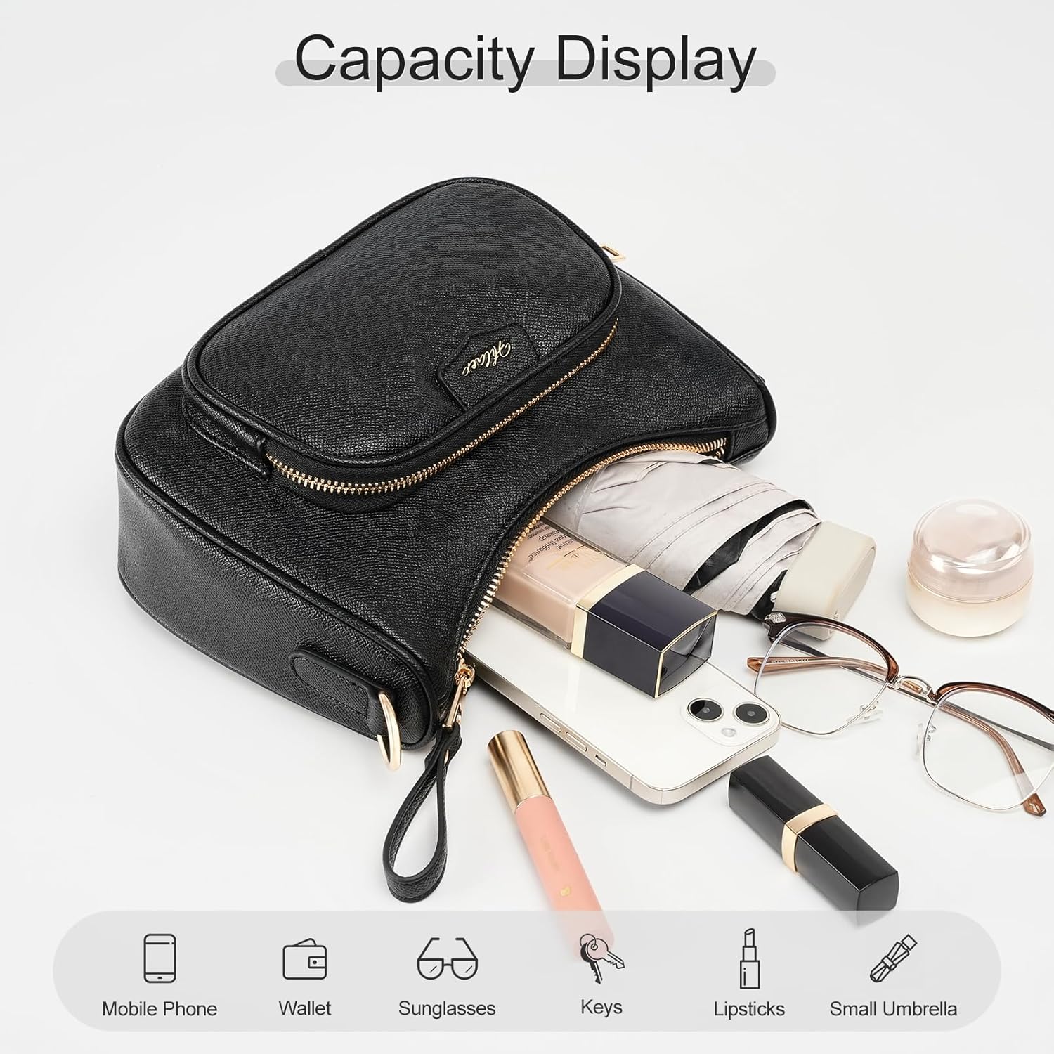 Cross Body Body Bag for Women Leather Small Handbag with Zipper Summer Purse with Compartments - Image 4