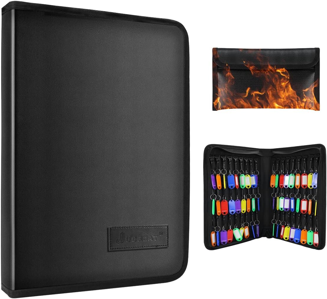 JUGREAT Key Organizer Case with Fireproof Bag, Portable