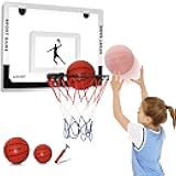 Large Basketball Hoop Indoor for Kids & Adults - 23x16 Inch Board with Over Door/Wall Mount | Includes 3 Balls & 2 Nets | All-Ages for Christmas Birthday