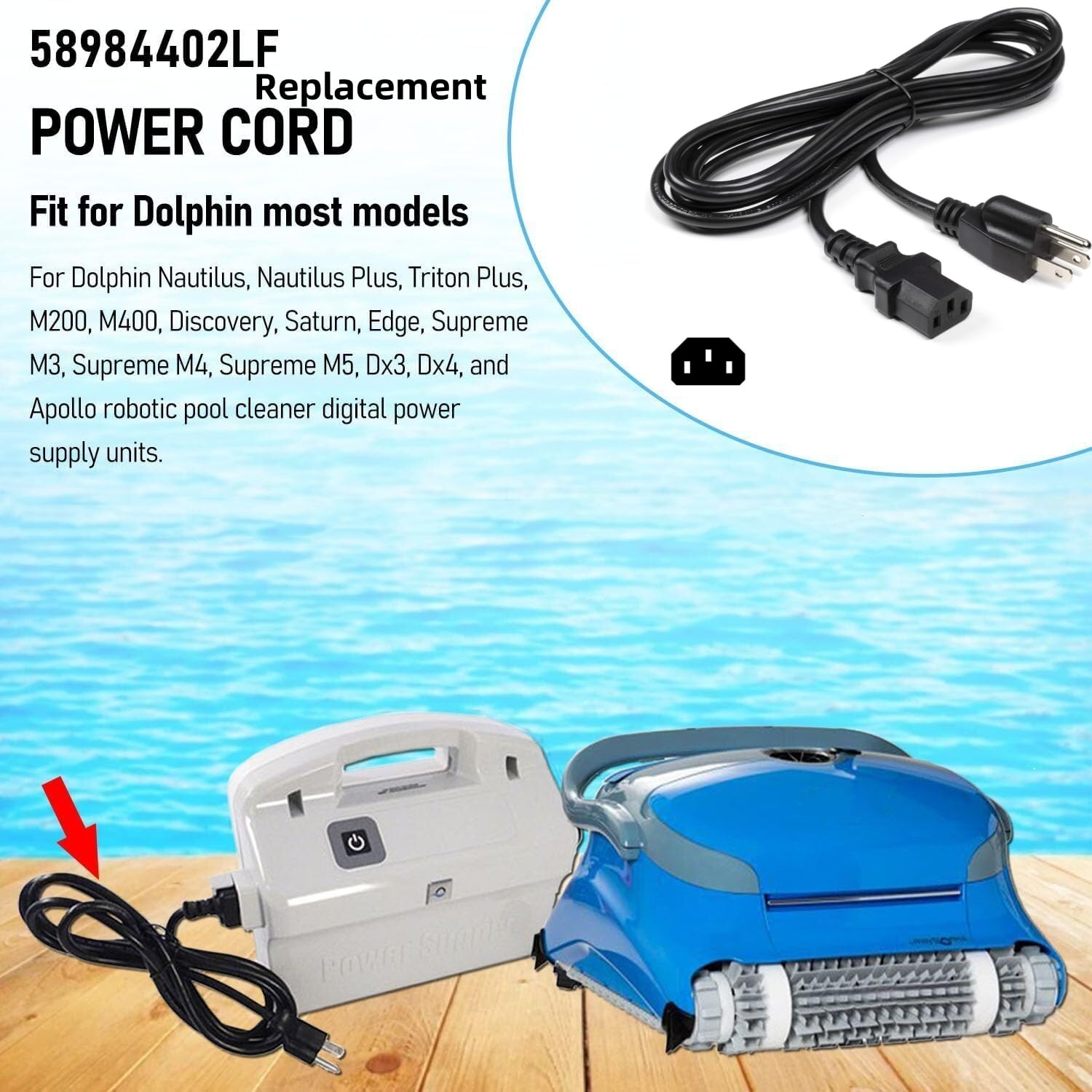 Amazon.com: PowerHOOD 58984402LF 10ft UL Listed Power AC Cable