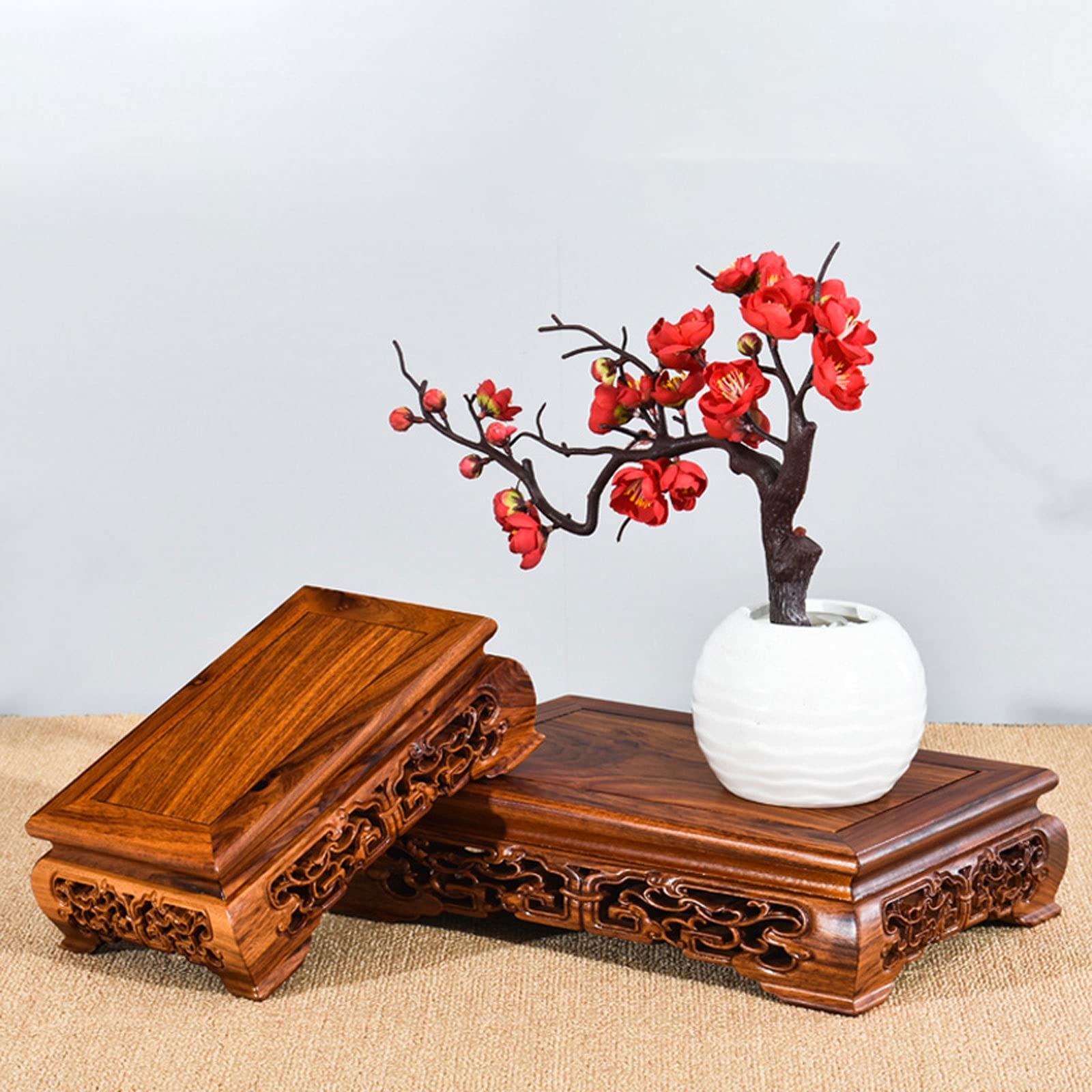 TEESONG 盆栽台座 盆栽ベース 花瓶ベース 彫刻工芸品 仏像ベース 木製