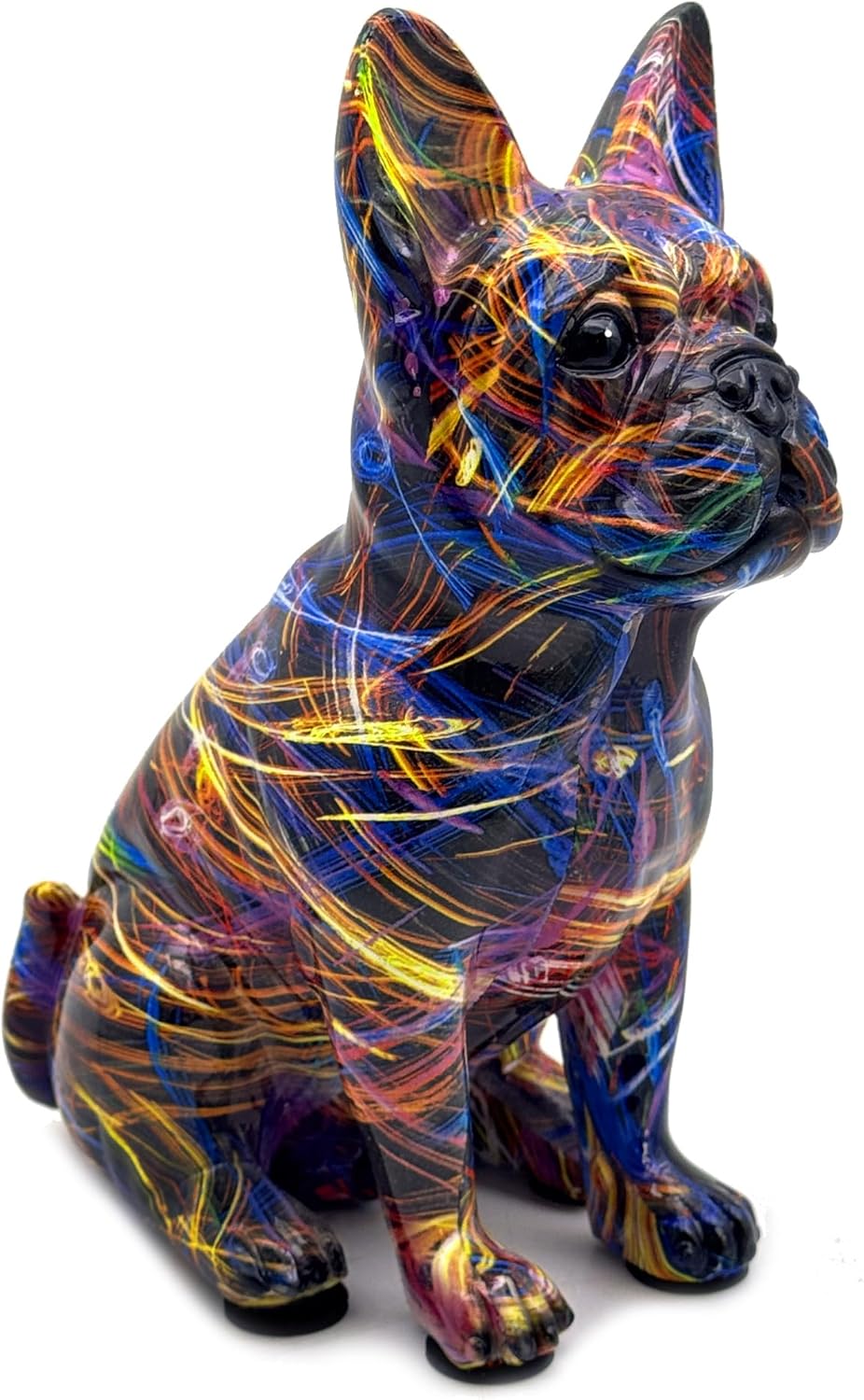 FUNSXBUG Colorful Art French Bulldog Statue Dog Figurines Sculpture Collectibles Home Office Desktop Decor Outdoor Garden Display Decoration Resin