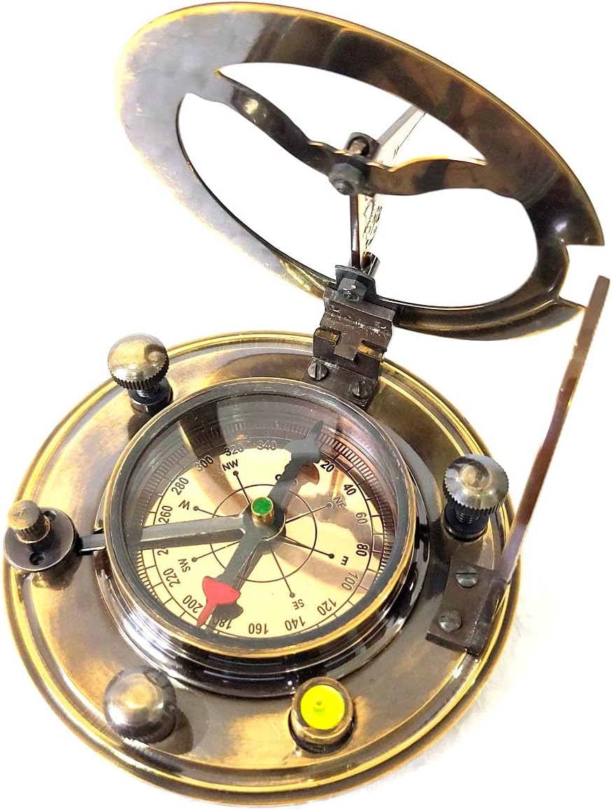 Copper Antique Black Size 3 Inch Brass Sundial Compass Antique Finish Nautical Maritime Army Compass of Military Size 3 Inch Handmade Materials: Brass, Steel