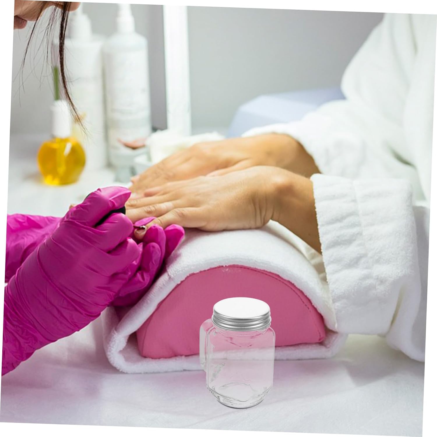 Glass Nail Tool Sterilizer Jar with Lid for Nail Salons and Desktop Use All-in-one Storage Container for Jewelry Sturdy Glass and Metal Design