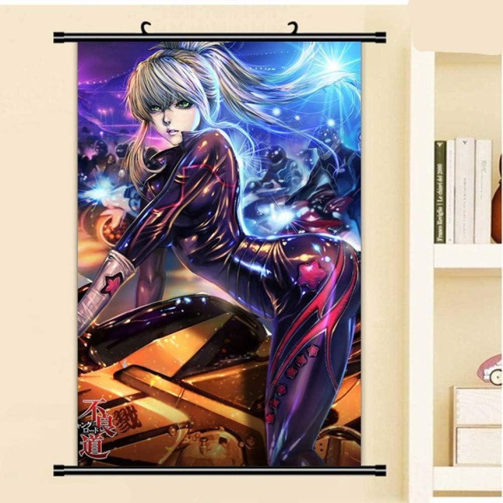 JIAJIAFU Anime Poster Gang Road Furyou Michi Sexy Cartoon Scroll Hanging Pictures Canvas Painting 40 X 60 CM D
