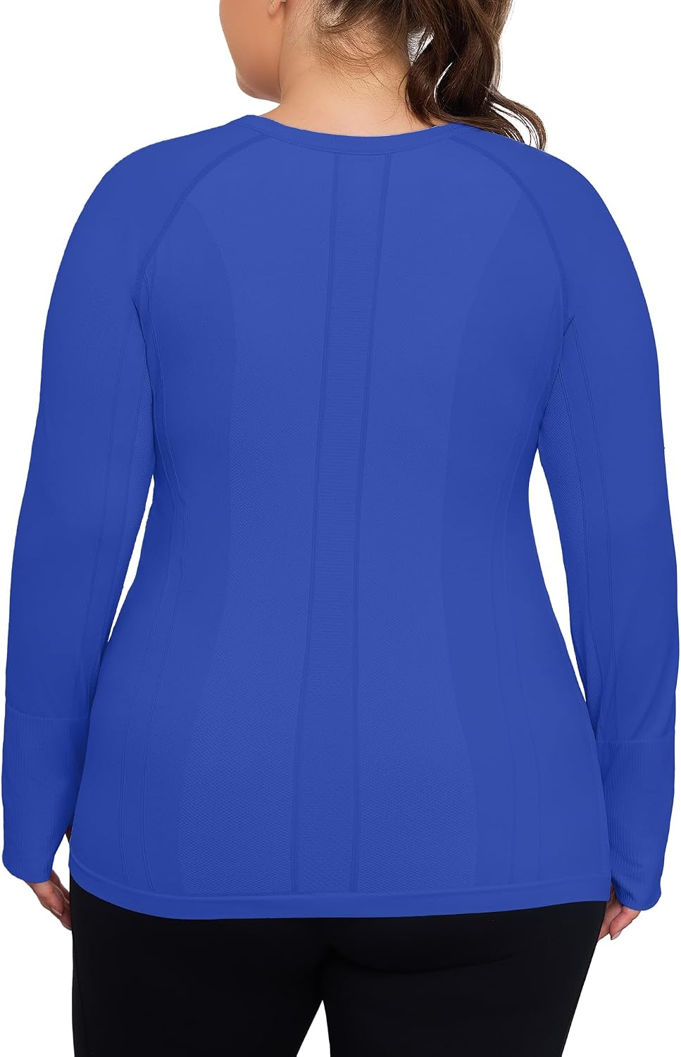 COOTRY Plus Size Seamless Workout Shirts for Women Long Sleeve Yoga Tops Sports Running Athletic Top Slim Fit