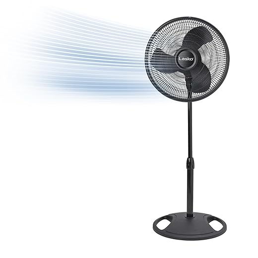 Lasko 2521 16 Inch 3-Speed Quiet Adjustable Tilting Wide-Area Oscillating Standing Pedestal Fan for Bedroom, Kitchen, Home, and Office, Black