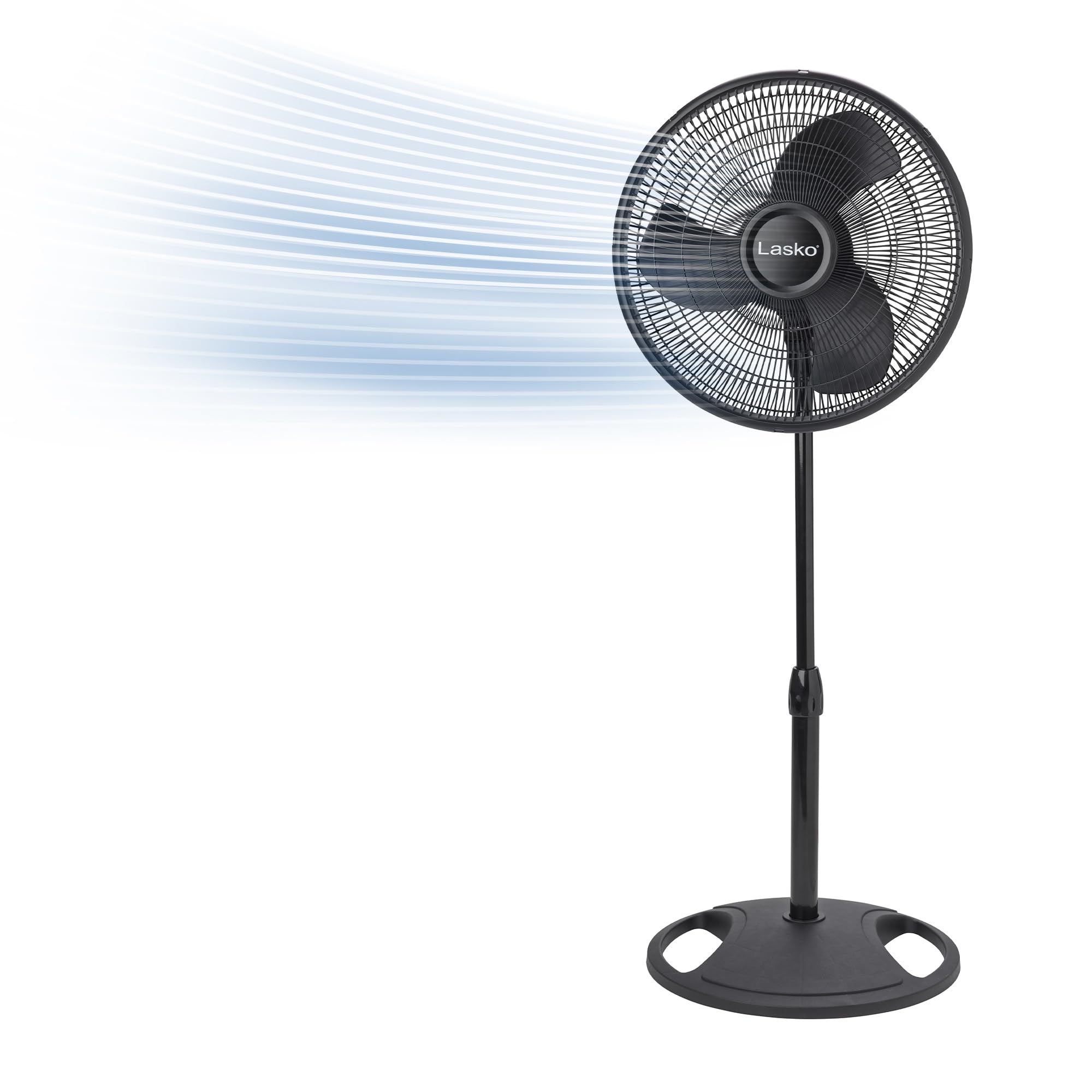 Lasko 2521 16 Inch 3-Speed Quiet Adjustable Tilting Wide-Area Oscillating Standing Pedestal Fan for Bedroom, Kitchen, Home, and Office, Black