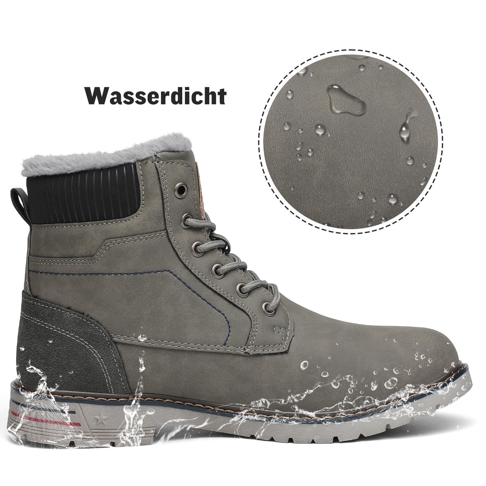 Mishansha Scarpe Uomo Donna Invernali Impermeabili Antiscivolo Stivaletti Invernali con Pelo, Gr.36-48