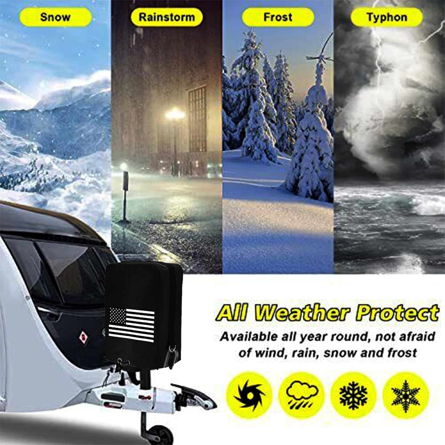 RV Electric Tongue Jack Cover, 600D Oxford Fabric Waterproof Protective, Travel Trailer Accessories for Outside Protection, Universal Trailer Jack Protective Cover for Outside RV Parts RV Accessories.