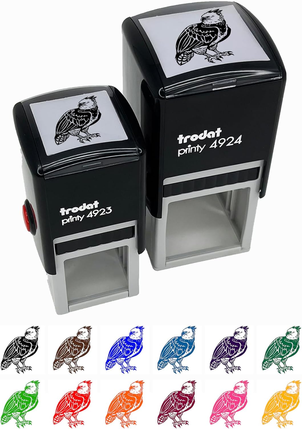 Magnificent Harpy Eagle Self-Inking Rubber Stamp Ink Stamper - 1-1/2 Inch Large - Black Ink